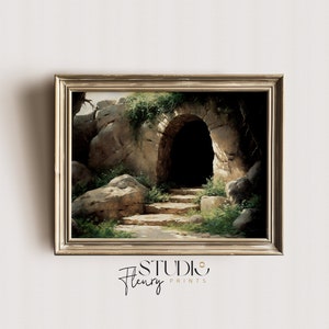 The Tomb is Empty Painting | He is Risen Christian Art Printable |  Digital DOWNLOAD | Studio Fleury Prints | OA-0014