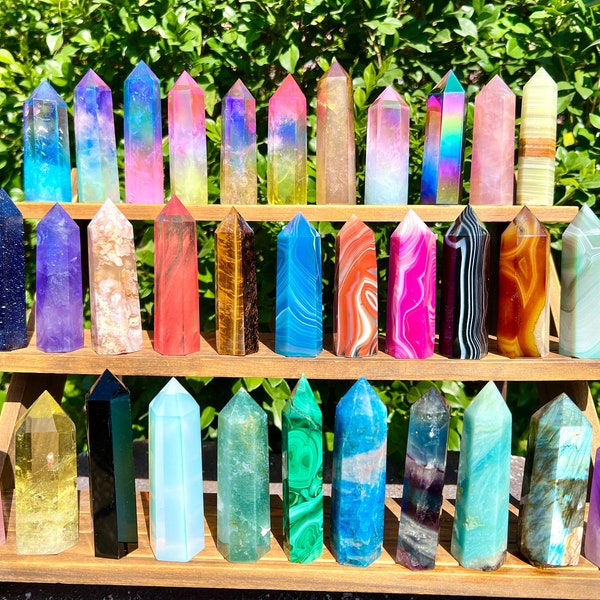 3~4“ Crystal Tower,Crystal Mystery Box,Point Tower,Healing Crystal Tower,Rose Quartz/Obsidian/Opalite More Choose Tower,For Crystal Gift.