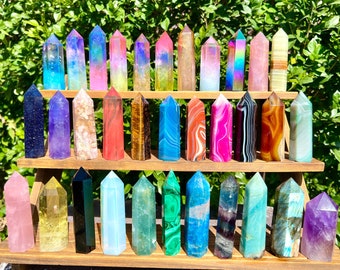 3~4“ Crystal Tower,Crystal Mystery Box,Point Tower,Healing Crystal Tower,Rose Quartz/Obsidian/Opalite More Choose Tower,For Crystal Gift.