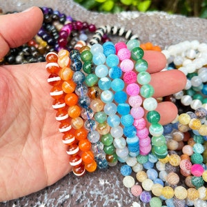 Natural Crystals Beads Bracelet,For Men/Women Stretchy Bracelets,Healing Crystal Bracelet,6mm/8mm/10mm Round Agate Bracelet, For Gift. zdjęcie 9