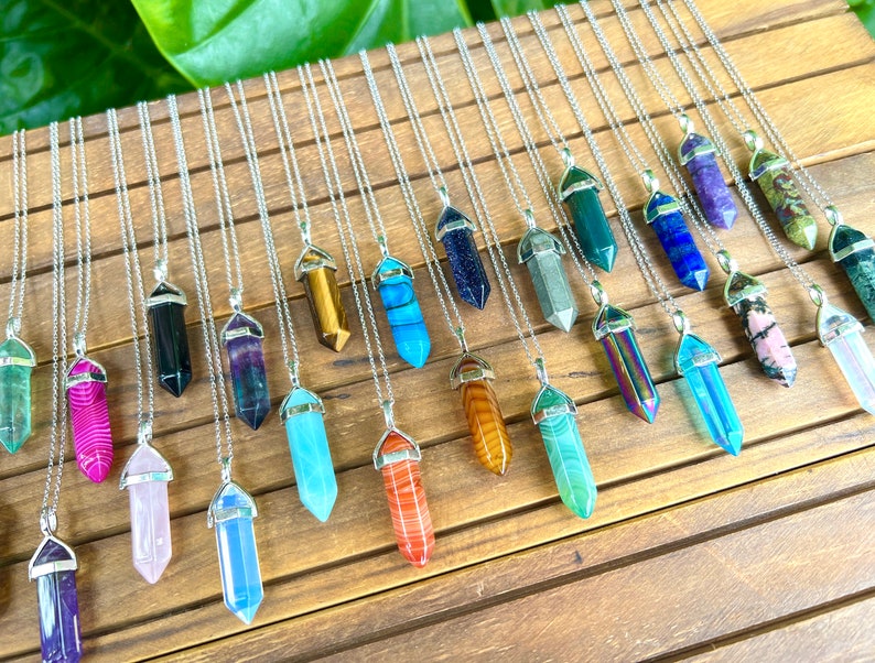 Natural Crystal Point Necklace,Crystal Necklace For Women,Healing Crystal Necklace,Rose Quartz/Amethyst/Agate More Choose Necklace,For Gift. image 9