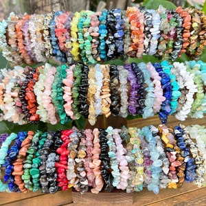 Bracelets à puces extensibles en cristaux naturels, bracelet pour femmes, bracelet à puces de cristaux de guérison, pour bracelets de cristaux cadeaux. image 1