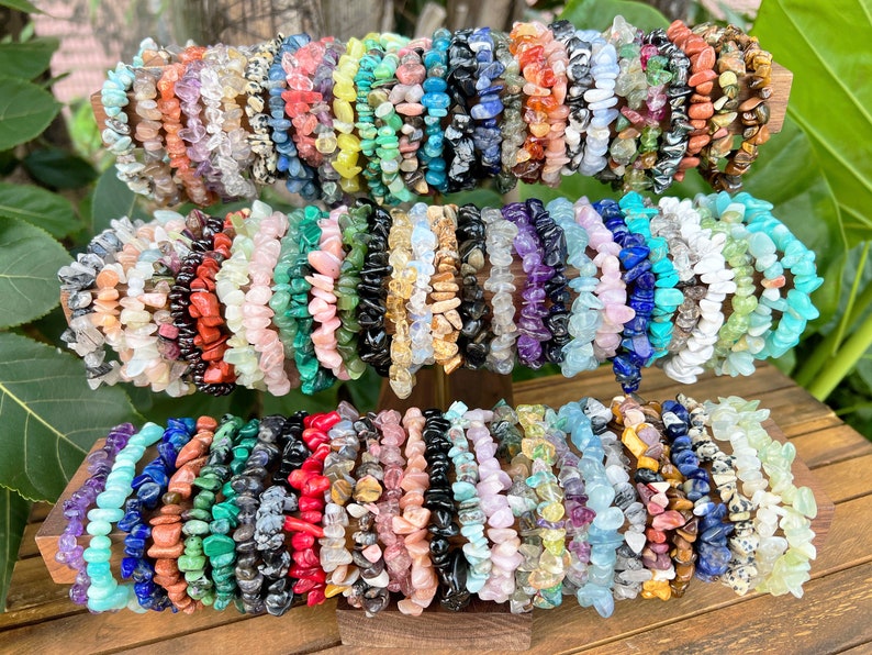 Natural Crystals Stretchy Chip Bracelets,Bracelet For Women,Healing Crystals Chip Bracelet,For Gift Crystals Bracelets.Gemstone Bracelets. image 1