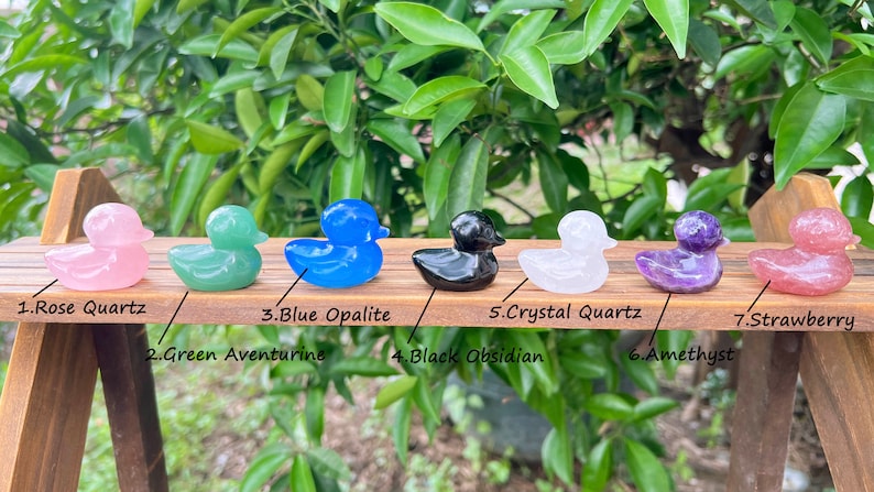 1.5 Inches Crystal Duck,Gemstone Duck Decor,For Gift Healing Decor,Rose Quartz/Crystal/Opalite/Obsidian More Choose Crystal,For Her Gift. image 2