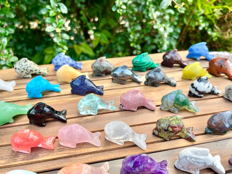 1,5 pouces de cristaux dauphin, décoration d'intérieur en cristal de guérison, quartz rose/labradorite/améthyste/opalite/obsidienne Plus Choisissez Dolphin.Pour cadeau. image 3