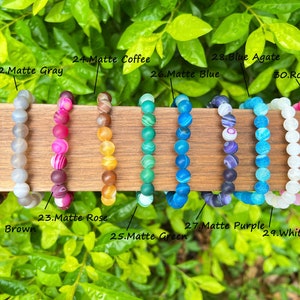 Natural Crystals Beads Bracelet,For Men/Women Stretchy Bracelets,Healing Crystal Bracelet,6mm/8mm/10mm Round Agate Bracelet, For Gift. zdjęcie 4