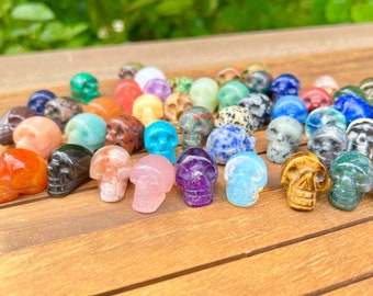 1 Inch Hand Carved Skull,Healing Crystal Decor,Gemstone Mini Skull Decor,Rose Quartz/Opalite/Amethyst/Crystal More Skull Choose,For Gift.