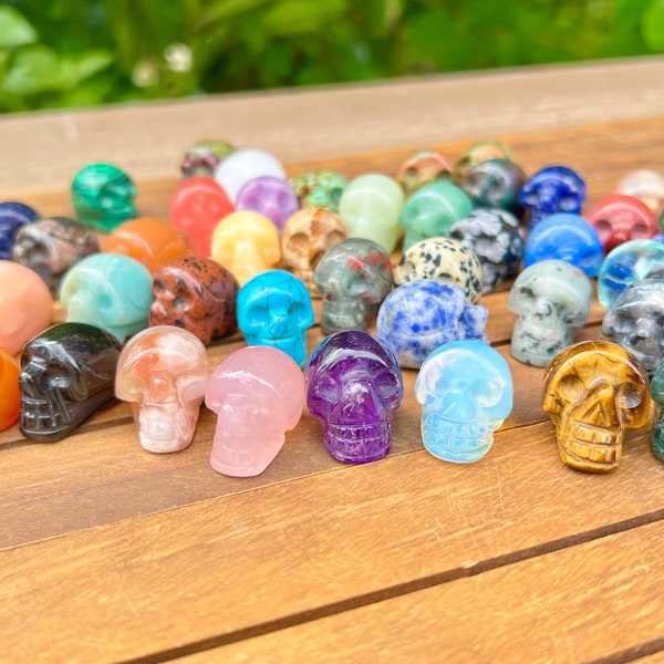 1 Inch Hand Carved Skull,Healing Crystal Decor,Gemstone Mini Skull Decor,Rose Quartz/Opalite/Amethyst/Crystal More Skull Choose,For Gift.