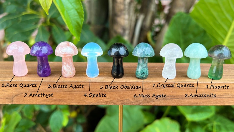 1 Inch Crystal Mushroom,Mini Mushroom Decor,Healing Crystal,Rose Quartz/Crystal Quartz/Amethyst Mushroom Decor,Gemstone Mushroom,For Gift. image 3