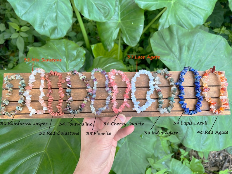 Natuurlijke kristallen rekbare chiparmbanden, armband voor vrouwen, helende kristallen chiparmband, voor cadeaukristallen armbanden. Edelsteenarmbanden. afbeelding 5