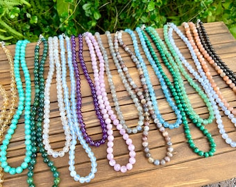 Collana Con Pietre Preziose Naturali 12 Mm - TreasureBay, Fatte A Mano, Ametista, Quarzo Rosa, Occhio Di Tigre, Turchese, In Scatola Regalo - 2