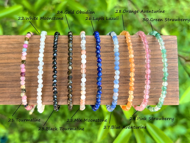 Natural Crystals Beads Bracelet,2mm/3mm/4mm Faceted Round Stainless Steel Bracelet,Handmade Women Bracelet,Healing Crystal Bracelet,For Gift zdjęcie 5