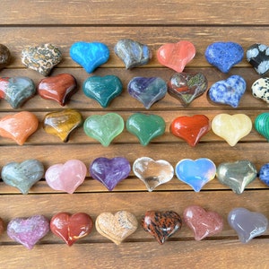 1 inch Hand Carved Heart,Healing Crystal Decor,Gemstone Heart,Rose quartz/Amethsty/Opalite/Black Obsidian Heart,Mini Crystal Heart,For Gift