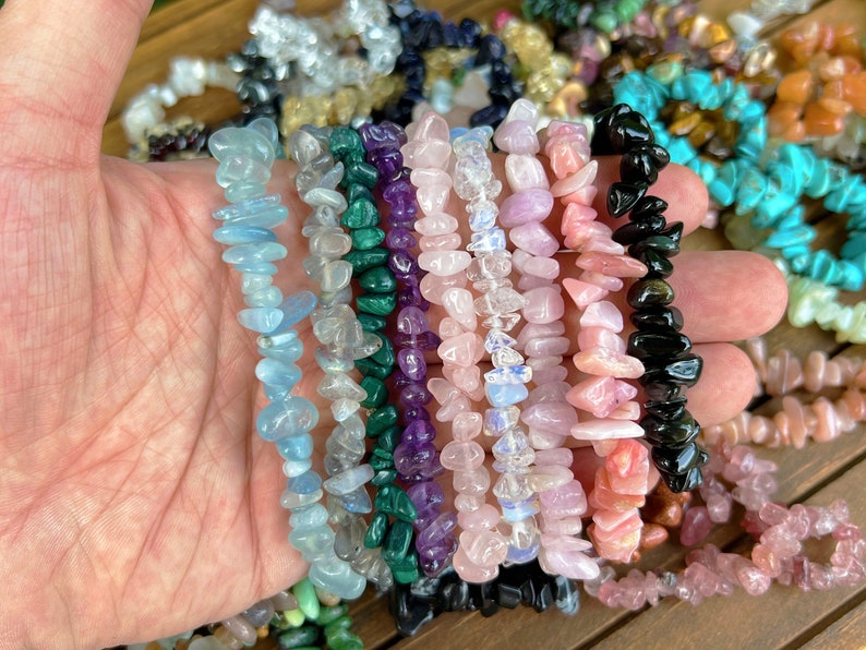 Bracelets à puces extensibles en cristaux naturels, bracelet pour femmes, bracelet à puces de cristaux de guérison, pour bracelets de cristaux cadeaux. image 10