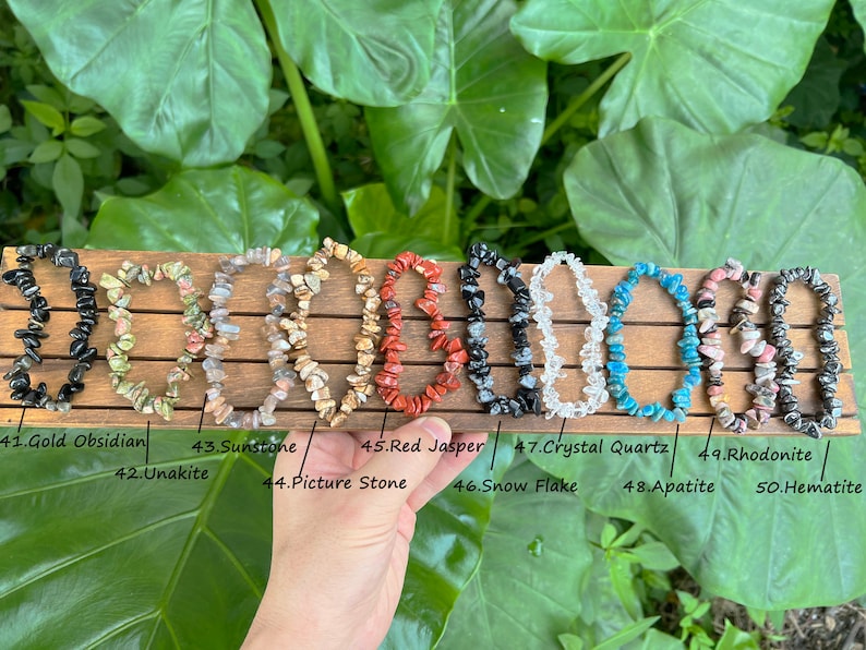 Natural Crystals Stretchy Chip Bracelets,Bracelet For Women,Healing Crystals Chip Bracelet,For Gift Crystals Bracelets.Gemstone Bracelets. image 6