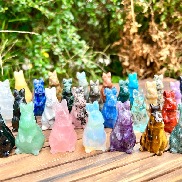 2 Inches Crystal Rabbit,Gemstone Rabbit Decor,Healing Home Decor,Rose Quartz/Amethyst/Opalite/Obsidian More Choose Crystal Rabbit.For Gift.