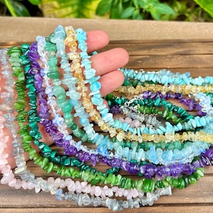 Natural Crystal Chip Beads Necklace,Necklace For Women,Rose Quartz/Amethyst/Opalite/Crystals,Gemstone Chip Charm Necklace,For Gift Necklace. image 9