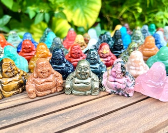 1.5 Inches Hand Carved Buddha Statue Decor,Healing Crystal Decor,Rose Quartz/Crystal/Amethyst/Opalite/Obsidian More Choose Crystals Buddha.