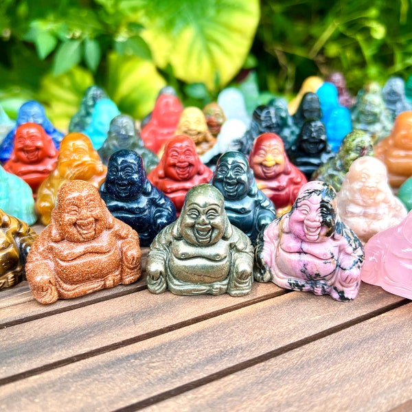 1.5 Inches Hand Carved Buddha Statue Decor,Healing Crystal Decor,Rose Quartz/Crystal/Amethyst/Opalite/Obsidian More Choose Crystals Buddha.