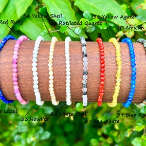 Bracciale con perline di cristallo naturale, bracciale elastico per uomo/donna, bracciale con cristalli curativi, bracciale con pietre preziose rotonde sfaccettate da 3 mm/4 mm, per regalo. immagine 5