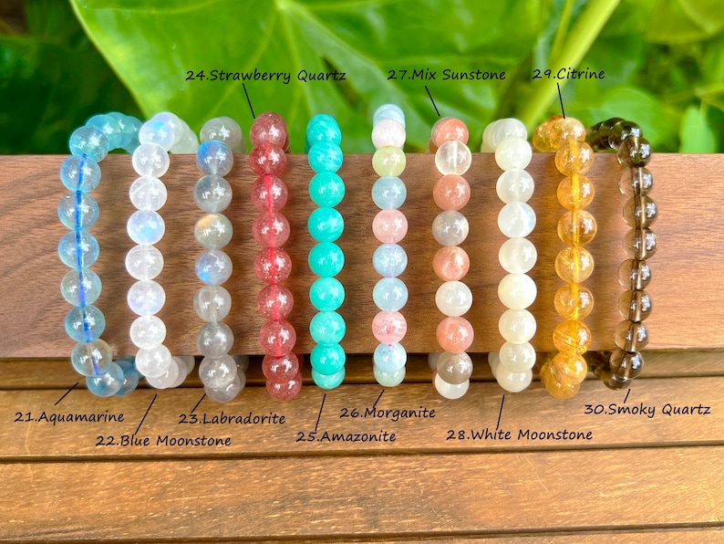 Bracelet de perles de cristal naturel, bracelet extensible homme/femme, bracelet en cristal de guérison, bracelet de pierres précieuses rondes de 6 mm/8 mm/10 mm, pour cadeau. image 4