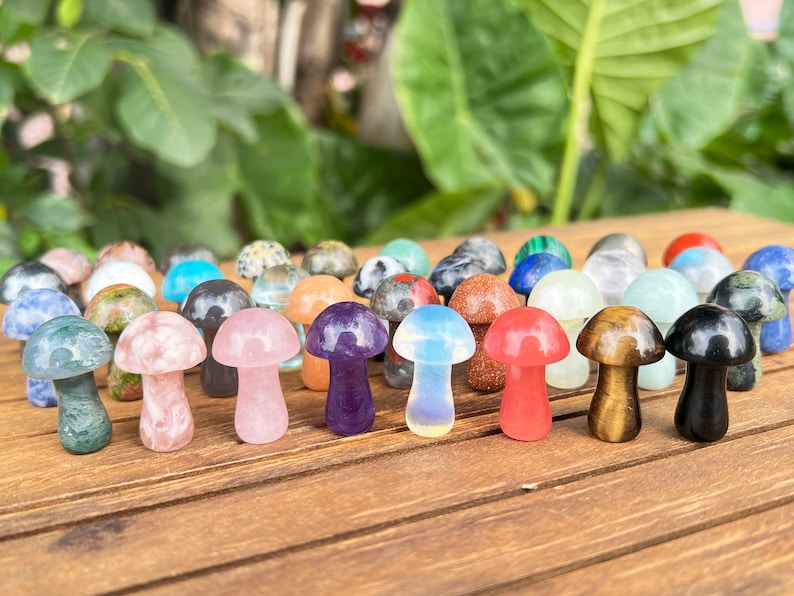 1 Inch Crystal Mushroom,Mini Mushroom Decor,Healing Crystal,Rose Quartz/Crystal Quartz/Amethyst Mushroom Decor,Gemstone Mushroom,For Gift. image 1