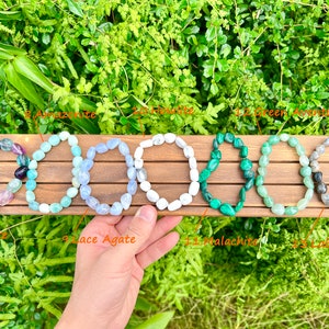 Natural Crystal Tumbled Bracelet,For Men/Women Stretchy Bracelet,Healing Crystal Bracelet,Nugget/Tumbled Gemstone Bracelets,For Gift. zdjęcie 3