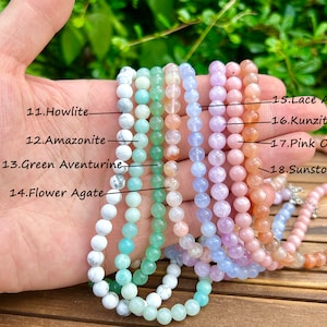 Natural Crystal Round Beads Necklace,Necklace For Women,Rose Quartz/Amethyst/Opalite/Crystals,Gemstone Chip Charm Necklace,For Gift Necklace image 4