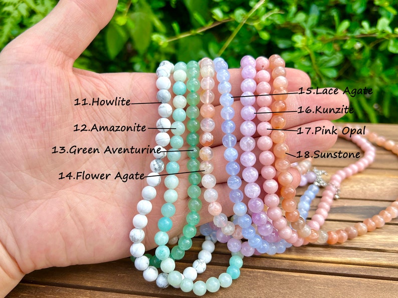 Natural Crystal Round Beads Necklace,Necklace For Women,Rose Quartz/Amethyst/Opalite/Crystals,Gemstone Chip Charm Necklace,For Gift Necklace zdjęcie 4