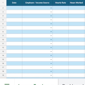 Registro de ingresos y propinas / Hoja de cálculo de Google Sheets / Calculadora automática de propinas / Planificador de presupuesto para camareros, bartenders y peluqueros