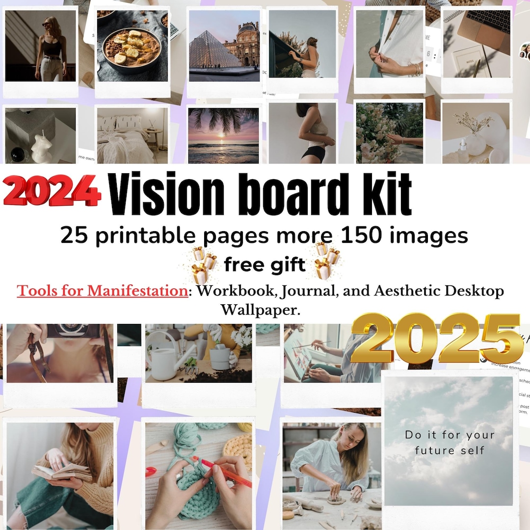 2024 Vision Board Kit Printable, Manifestation Tools for Vision Board