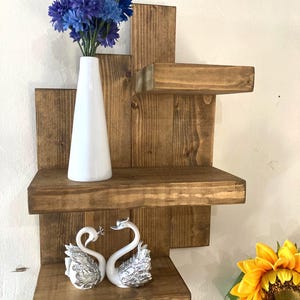 Rustic Wall Mounted Shelf, Hand-Made Wooden Floating Shelves, Bookcase, Storage Shelving Unit, Display Home Decoration image 4