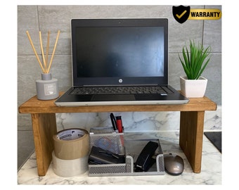 Crafted From Wood, Countertop Shelf, Computer Monitor Stand , Free Stand Kitchen Shelf Riser, Display Shelf, Countertop Tray, Worktop Table