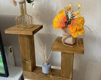 2 Shelves Freestand Display Pedestal, Wooden Countertop Riser, Plant Stand Shelf, Solid Quality Materials, Handmade in UK