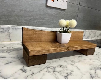Rustic Wooden Bathroom Shelf Riser, Hand-Crafted Kitchen Stand, Countertop Tray, Plant Display Pedestal, Home Decoration, Perfect Gift