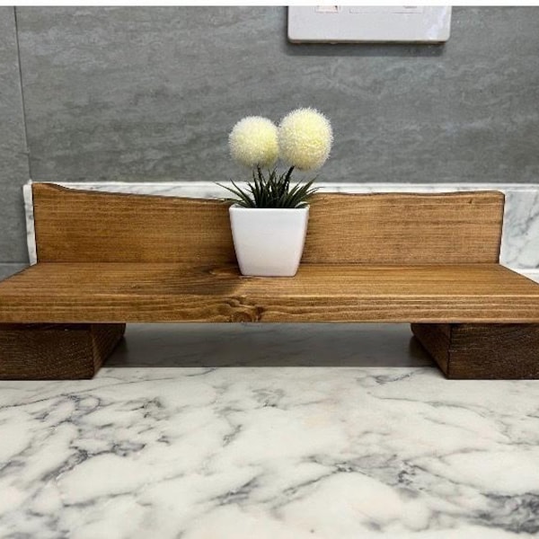 Rustic Wooden Bathroom Shelf Riser, Hand-Crafted Kitchen Stand, Countertop Tray, Plant Display Pedestal, Home Decoration, Perfect Gift