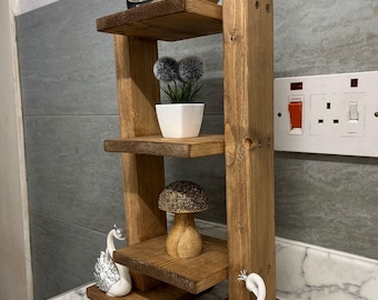 Lovely 3 Tier Shelf Organiser, Wooden Handcrafted Kitchen Organiser, Freestand Coffee Cups and Sugar Stand, Display Plant Stand