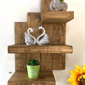 Rustic Wall Mounted Shelf, Hand-Made Wooden Floating Shelves, Bookcase, Storage Shelving Unit, Display Home Decoration image 3