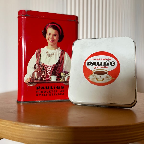 Paula Tyttö Girl Coffee Tin By Paulig Finland (kahvi caffe purkki)