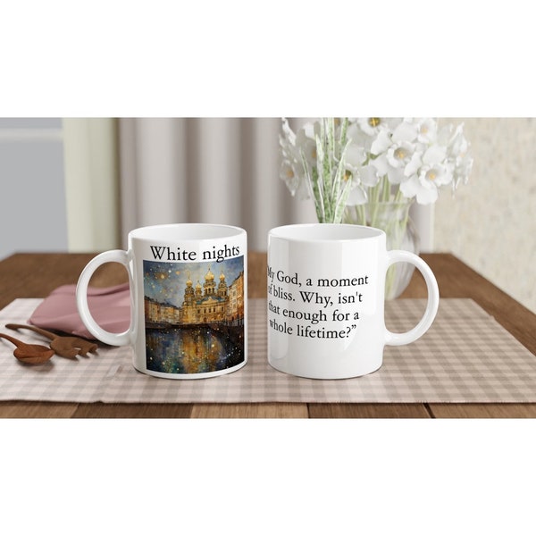 Mug Dostoïevski inspirée des Nuits blanches avec citation | cadeaux pour les lecteurs| Cadeaux pour professeur de littérature | Gustave Klimt| tasses avec citations