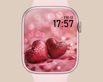 Fondo para Galaxy Watch, Corazones, Fondo de pantalla rosa, Fondo para Apple Watch, Fondo para Smart Watch, Fondo para Smartwatch, Cara