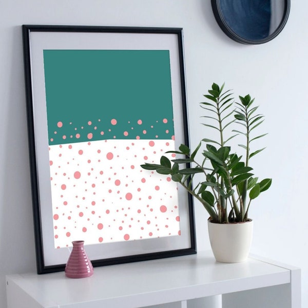 A3 Dotty Pink & Teal Wall Art