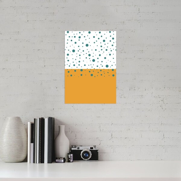 A3 Dotty Mustard & Teal Wall Art