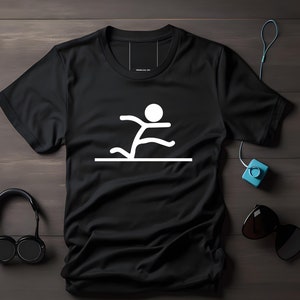 Laufender Strichmensch T-Shirt, Strichmännchen Design, Minimalistisches Cartoon Shirt, Humor Shirt, Witziges Strichmännchen T-Shirt