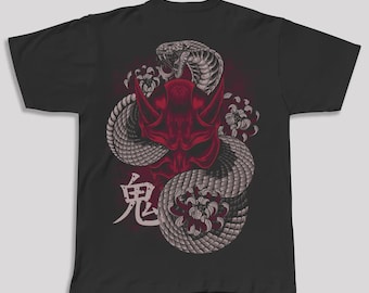 Oni Mask Snake T-shirt - Japan Style ®