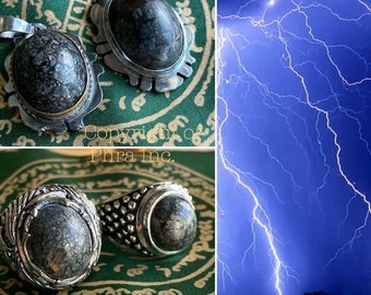 Powerful Lightning Stone Pendant Amulet - Batu Petir for Protection, Strong Spiritual Energy, Internal Healing, Psychic Development Charm