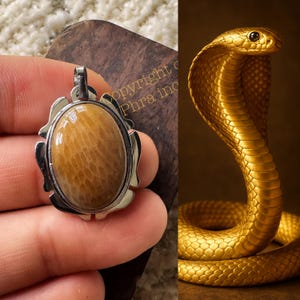 GOLDEN Cobra Mustika Pearl (Nagamani) - Snake Mustika Totem Stone For Wealth, Gambling, Luck Charm, Amulet Khodam Jinn Stainless Steel