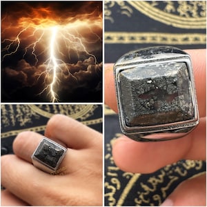 Powerful Lightning Stone Ring - Batu Petir for Protection, Strong Spiritual Energy, Internal Healing, Psychic Development Khodam Jinn Ring