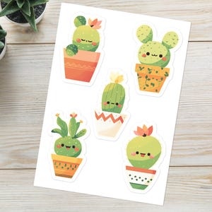 Sticker-Blatt mit Kawaii Kaktus