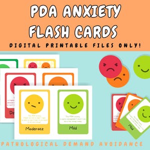 PDA, Evitación Patológica de la Demanda, tarjetas de escala de ansiedad, herramienta de regulación emocional, tarjetas de emociones para el autismo, manejo de emociones, tarjetas didácticas